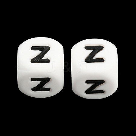 20Pcs White Cube Letter Silicone Beads 12x12x12mm Square Dice Alphabet Beads with 2mm Hole Spacer Loose Letter Beads for Bracelet Necklace Jewelry Making JX432Z-1