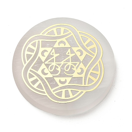 Flat Round Natural Selenite Slice Coasters AJEW-C042-01C-1