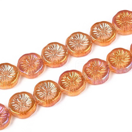 Half Electroplate Baking Paint Glass Beads Strands EGLA-K061-11A-AB10-1
