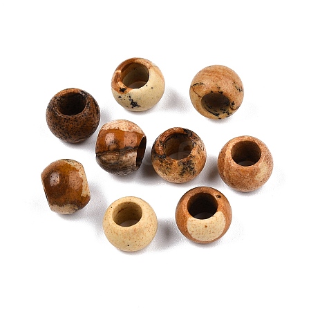 Natural Picture Jasper European Beads G-T092-10mm-27-1