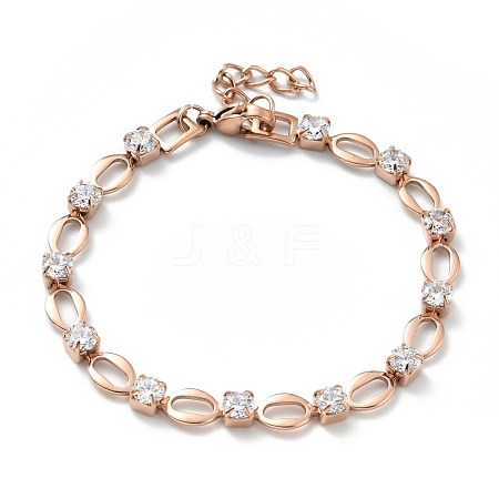Crystal Cubic Zirconia Tennis Bracelet BJEW-E108-02RG-1