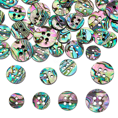 40Pcs 4 Styles Acrylic & Paua Shell Buttons BUTT-ME0001-30-1