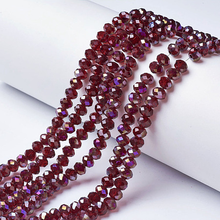 Electroplate Transparent Glass Beads Strands EGLA-A034-T3mm-F16-1