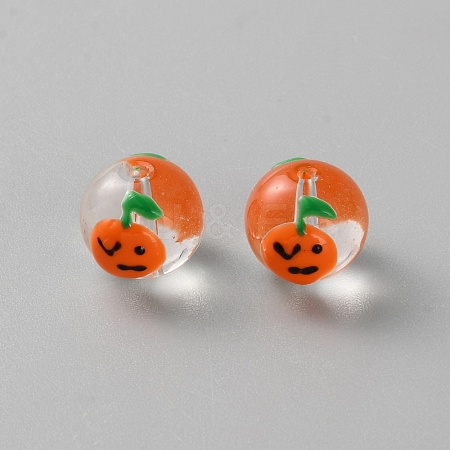 Round Handmade Lampwork Beads LAMP-WH0003-015A-1