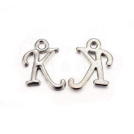 Platinum Plated Alloy Letter Pendants PALLOY-J718-01P-K-1