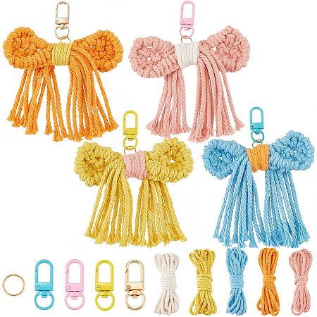 DIY Handmade Woven Cotton Bowknot Keychain Making Kits DIY-SC0028-14-1