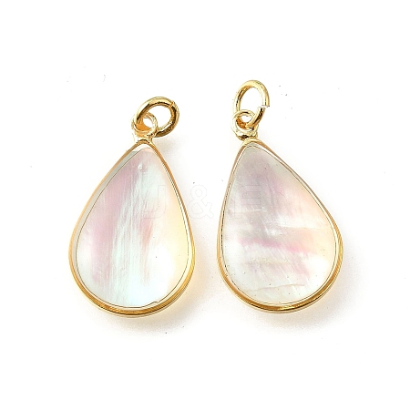Natural White Shell & Epoxy Resin Pendants X-KK-E794-02G-01-1