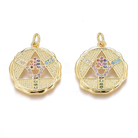 Brass Micro Pave Colorful Cubic Zirconia Pendants ZIRC-Z008-17G-1