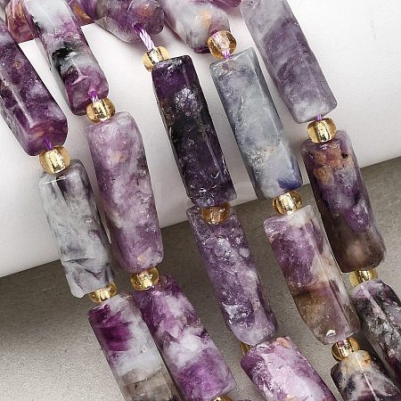 Natural Lepidolite/Purple Mica Stone Beads Strands G-D353-A17-1