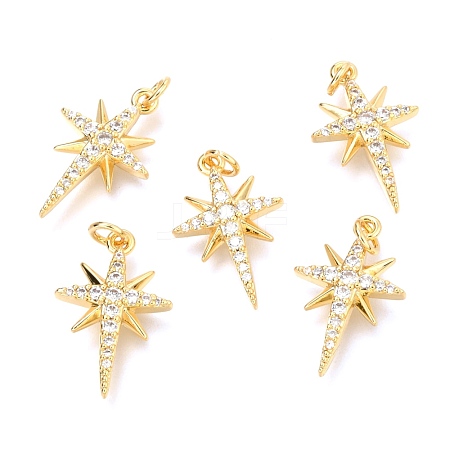 Brass Micro Pave Clear Cubic Zirconia Pendants ZIRC-O036-38G-1
