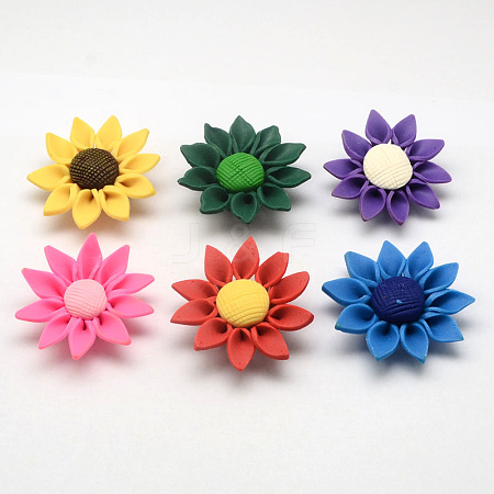 Handmade Polymer Clay 3D Flower Sunflower Beads CLAY-Q207-30mm-M-1