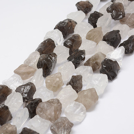 Raw Rough Natural Crystal and Smoky Quartz Beads Strands G-F403-02-1