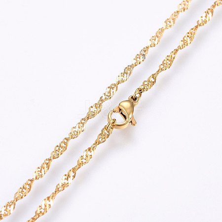 304 Stainless Steel Singapore Chain Necklaces MAK-L015-25C-1