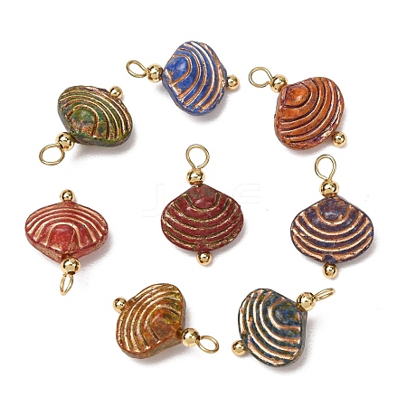 Baking Paint & Golden Metal Enlaced Glass Pendants GL-CBA010C-03G-1