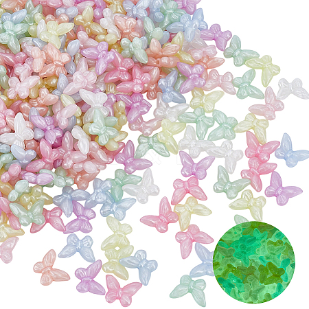 300Pcs Luminous Transparent Acrylic Beads LACR-PA0001-02-1