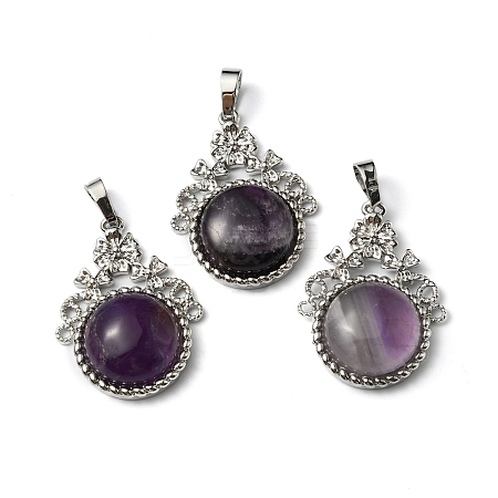 Natural Amethyst Pendants G-P498-01P-05-1