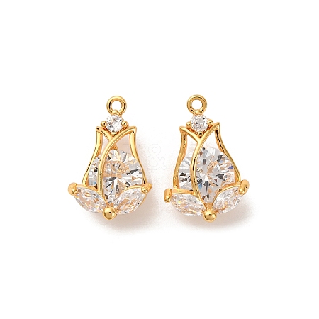 Brass Micro Pave Cubic Zirconia Pendants KK-K382-46G-1