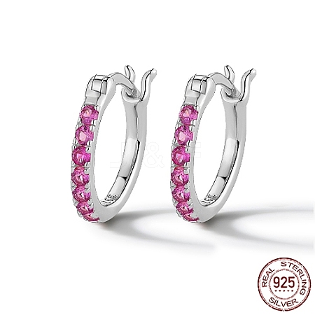 Anti-Tarnish Rhodium Plated 925 Sterling Silver Hoop Earring for Women VR9878-5-1