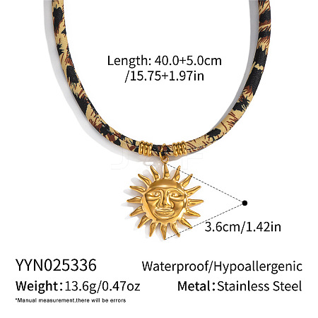 Vintage 304 Stainless Steel Pendant Leopard Print Cord Necklaces for Women HF7067-4-1