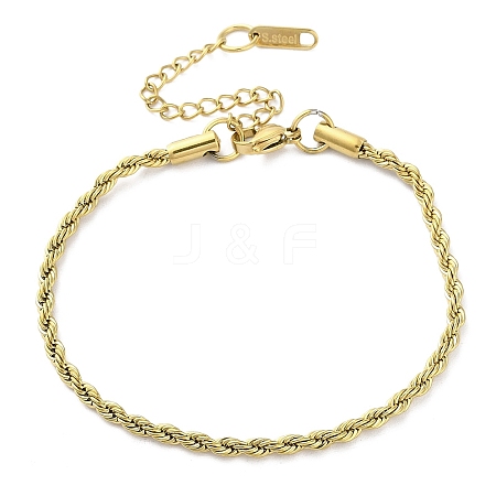 304 Stainless Steel Rope Chain Bracelets for Women BJEW-G712-14B-G-1