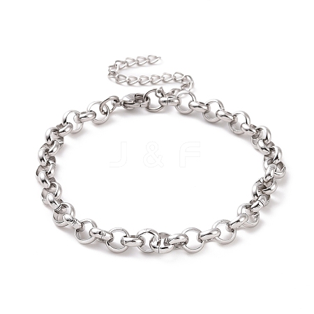304 Stainless Steel Rolo Chain Bracelet for Men Women BJEW-E031-06P-03-1