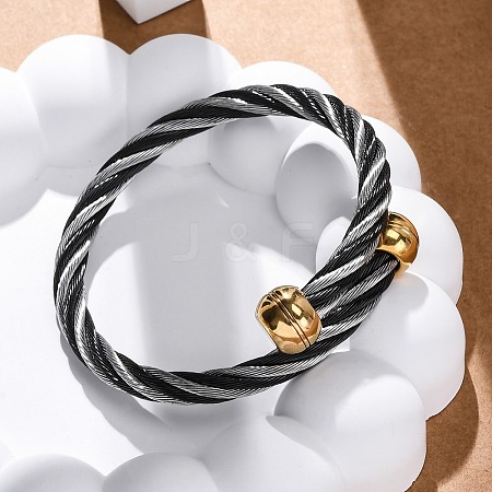 304 Stainless Steel Torque Bangles for Women BJEW-P310-22MC-1