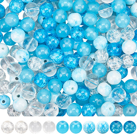 300Pcs 5 Colors Transparent Glass Beads GLAA-SC0002-42C-1