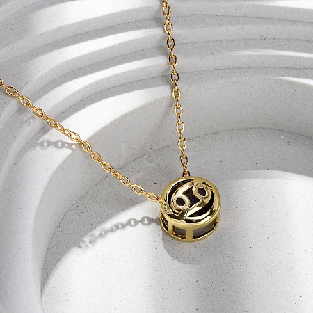Brass Pave Cubic Zirconia Birth Stone Constellation Pendant Cable Chain Necklaces LS-NJEW-D334-01G-12-1
