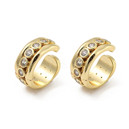 Brass Micro Pave Cubic Zirconia Cuff Earrings EJEW-E299-03G-1