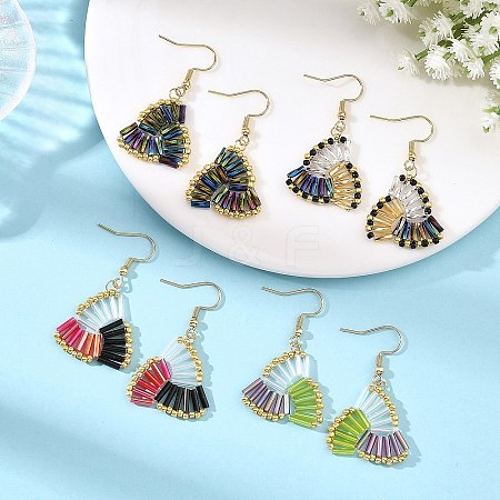 304 Stainless Steel with Glass Seed Beads Dangle Earrings EJEW-MZ00821-1