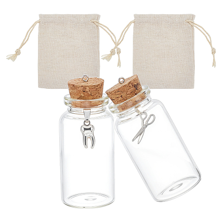 Transparent Glass My First Curl and My First Tooth Book Keepsake Bottle AJEW-FG00016-1