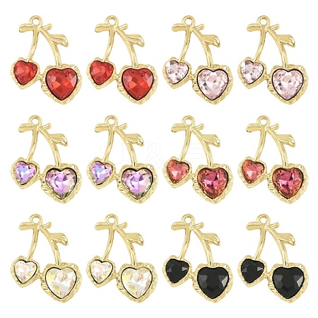 12Pcs 6 Colors Alloy Rhinestone Pendants FIND-YW0011-04-1