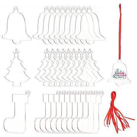 3 Sets 3 Style DIY Clear Acrylic Blank Pendant Decorations Making Kits DIY-WR0003-41-1
