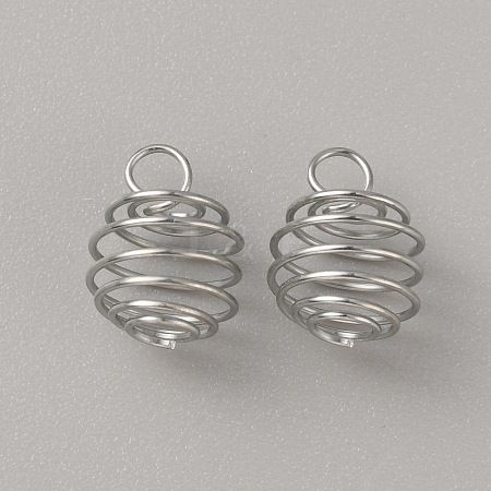 Stainless Steel Spiral Bead Cage Pendants STAS-WH0016-57P-1