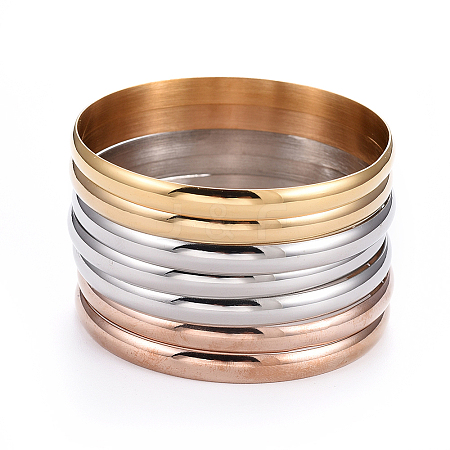 Fashion 201 Stainless Steel Bangle Sets BJEW-L664-024A-M-1-1