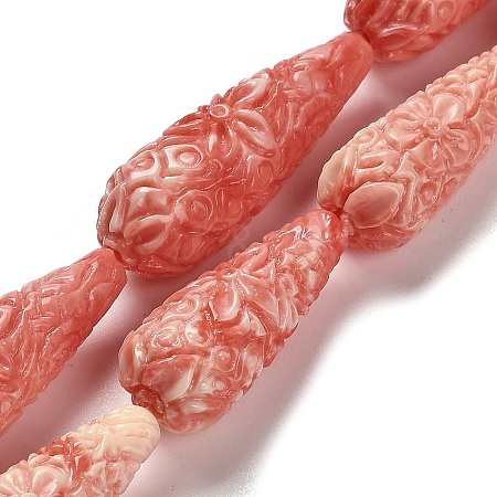 Synthetic Shell Carved Beads Strands SHEL-H007-03A-01-1