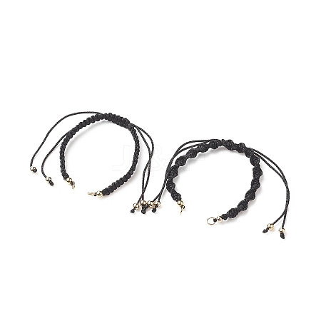 2Pcs 2 Style Polyester Cord Braided Bracelets AJEW-JB01144-01-1