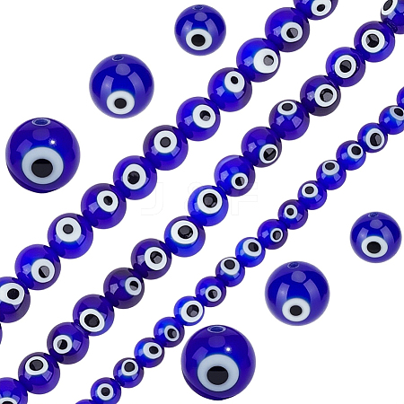 3 Strands 3 Styles Round Handmade Evil Eye Lampwork Beads Strands LAMP-PA0001-48-1