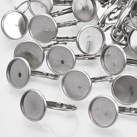 Tarnish Resistant Flat Round Tray Smooth Surface 304 Stainless Steel Leverback Earring Findings LS-STAS-R065-66-1