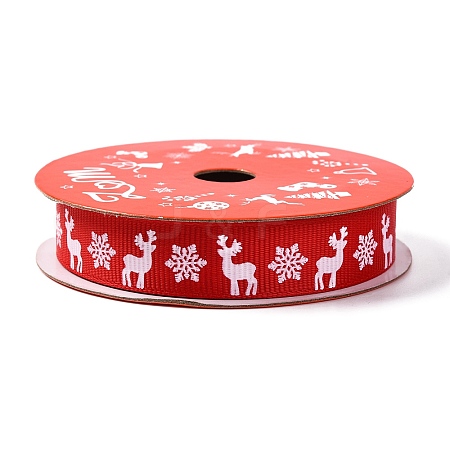 5 Yards Christmas Polyester Printed Grosgrain Ribbon OCOR-A008-01F-1