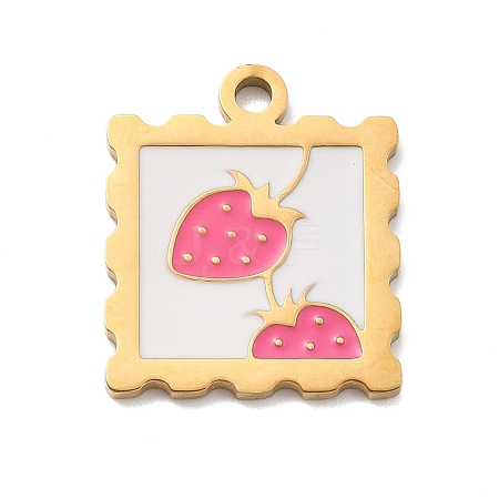 304 Stainless Steel Enamel Pendants STAS-R169-03B-G-1
