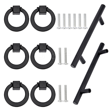 8Sets Zinc Alloy & Stainless Steel Drawer Knobs FIND-AR0001-45EB-1