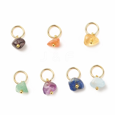 35Pcs 7 Colors Natural Garnet & Red Aventurine & Green Aventurine & Amethyst & Citrine & Aquamarine & Lapis Lazuli Pendants GG-CJD021-G-1