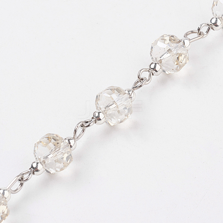 Electroplate Glass Beads Handmade Chains AJEW-JB00416-03-1