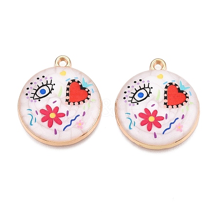 Printed Rack Plating Alloy Enamel Pendants ENAM-T020-02D-1