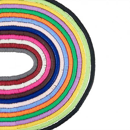 14 Strands 14 Colors Flat Round Handmade Polymer Clay Beads CLAY-SZ0001-14-1
