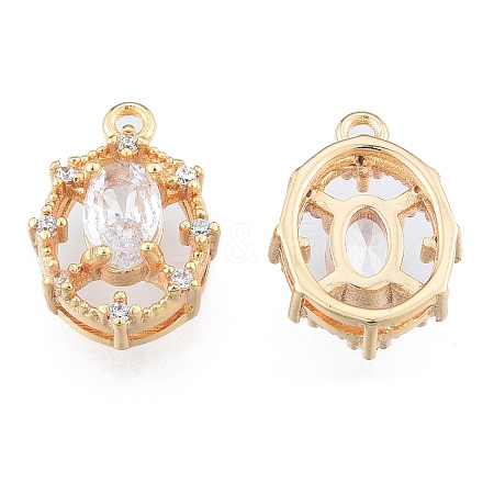 Brass Micro Pave Clear Cubic Zirconia Charms KK-N216-562LG-1