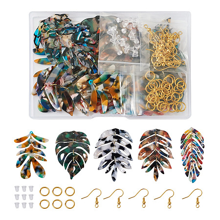 DIY Monstera Leaf Dangle Earring Making Kits DIY-BY0001-38-1
