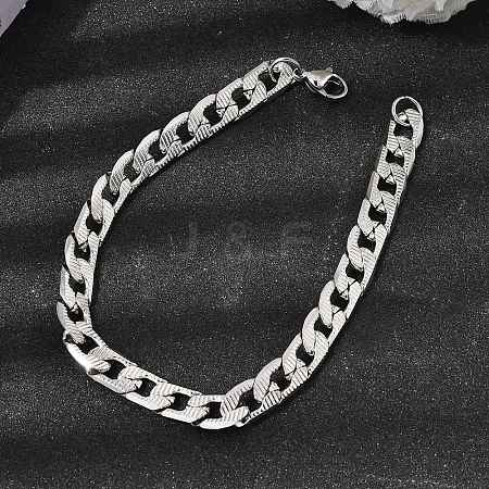 201 Stainless Steel Cuban Link Chains Bracelets for Women Men STAS-T077-19A-02P-1
