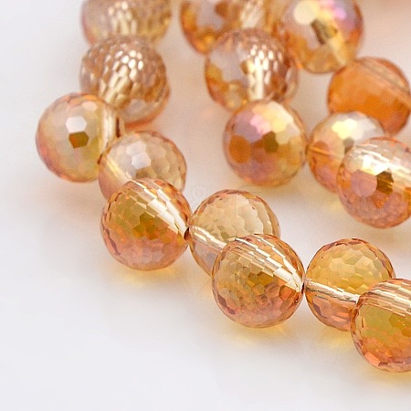 Full Rainbow Plated Glass Faceted Round Beads Strands GLAA-A026-8mm-FR02-1